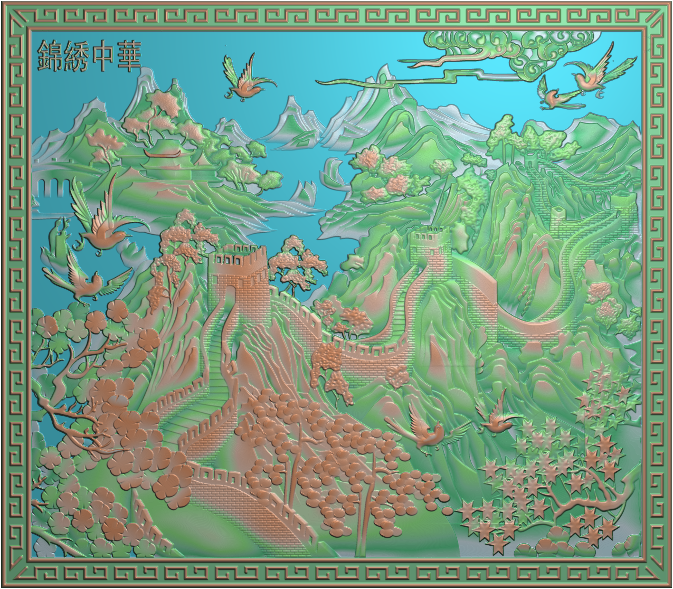 安远山花浮雕之山水系列